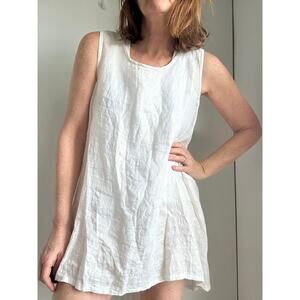 Bryn Walker Womens Tunic Tank Top Size M Linen White with Gold Flecks Coastal